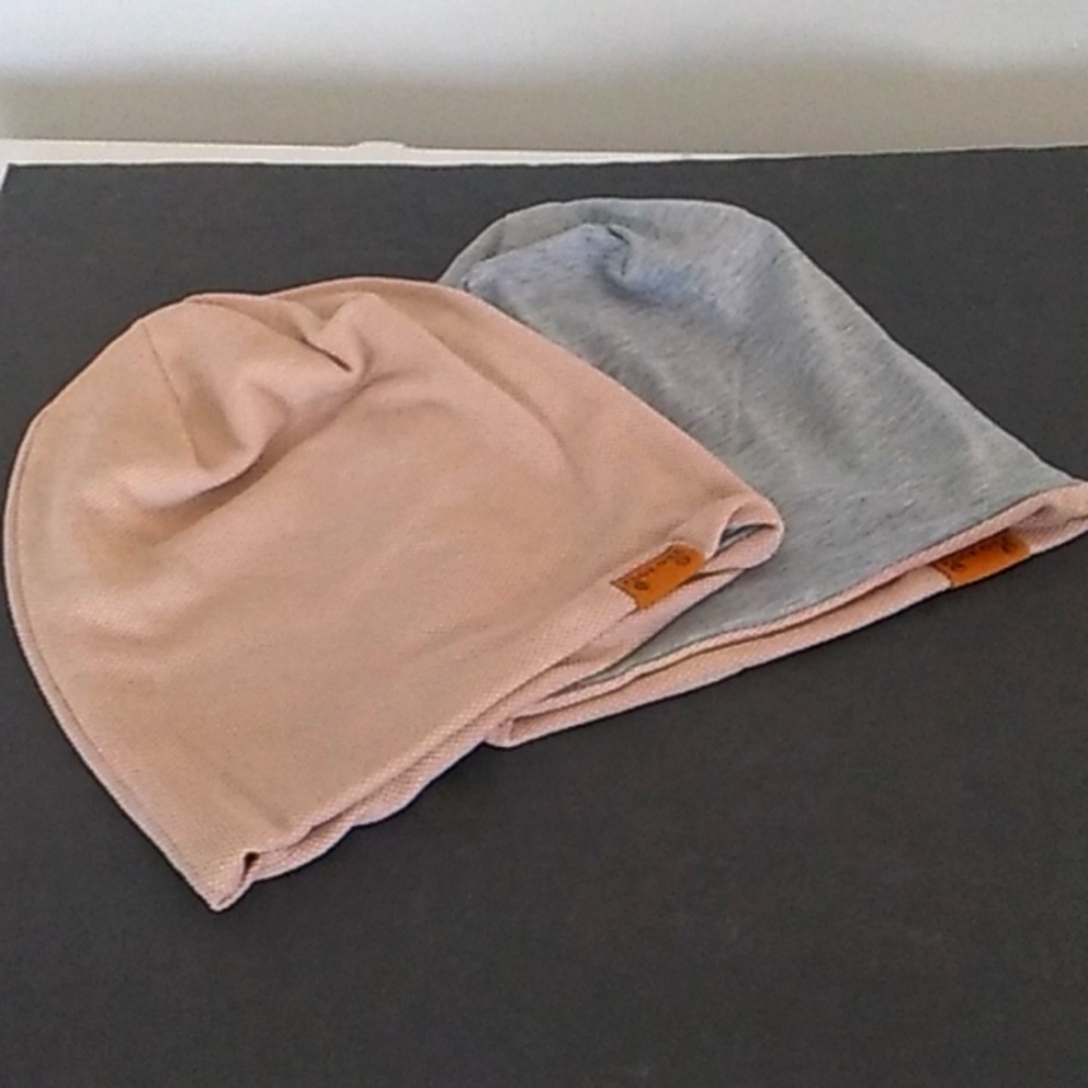 Lot of 2 Page One NWOT unisex beige beanie caps